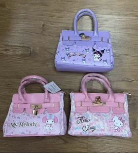 کیف کرومی و لبوبو چرمی دخترانه طرح هرمس - وارداتی برند SANRIO