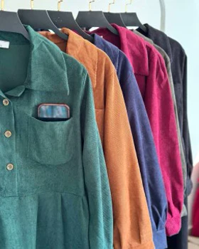 پیراهن مانتویی پاییزه آنیل جیب‌دار 1