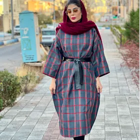 کفتان پشم چهارخونه زرشکی