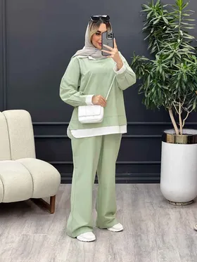 مانتو شلوار جلو بسته یقه دار