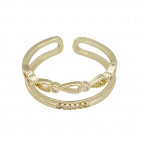 انگشتر زنانه دو لاین طرح اشک نگین‌دار