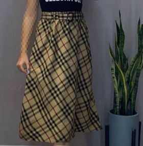 دامن چهارخونه پشمی قد 75 کد 50129