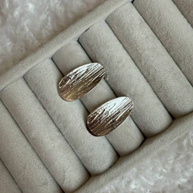 گوشواره بیضی مینیمال نقره ای