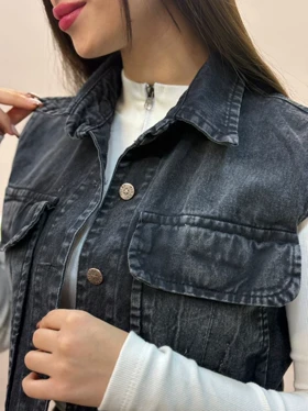 وست جین کوتاه ذغالی