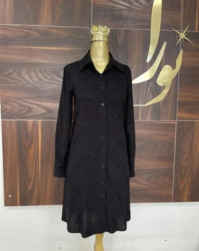 مانتو دینا مشکی (خامه دوزی)