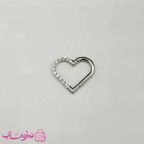پیرسینگ دیث گوش استیل نقره ای رنگ مدل قلب نگین سفید کد 3391