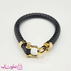 دستبند امگا رابر مشکی با قفل طلایی سایز لارج کیفیت مستر کد 1200