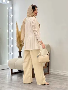 ست مانتو و شلوار چهار دکمه لمه دار