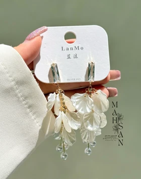 گوشواره مجلسی گل صدفی طرح جدید و خاص