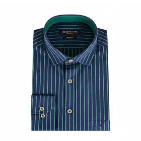 پیراهن مردانه رسمی راه راه سورمه‌ای و سبز