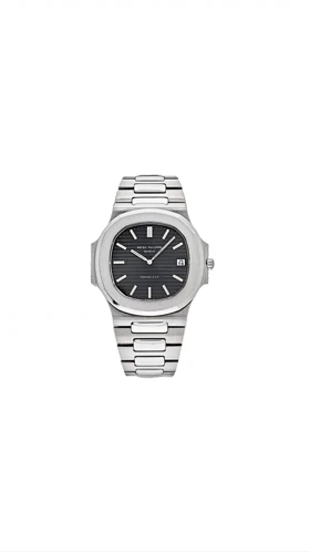 ساعت پتک فیلیپ ناتیلوس مردانه نقره ای صفحه مشکی Patek Philippe Nautilus