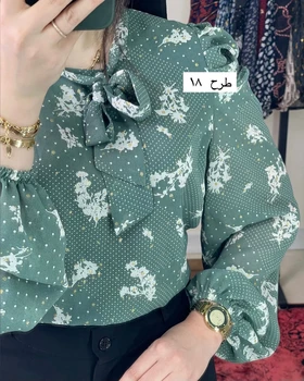 شومیز آستین پفی طرح‌دار
