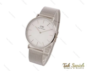 ساعت دنیل ولینگتون مردانه بندحصیری نقره ای صفحه سفید DW-3879-G