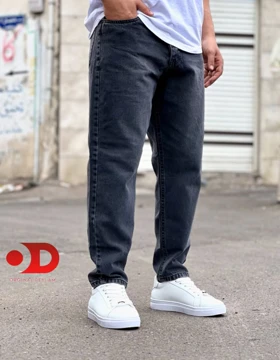 شلوار بدون زاپ ذغالی مردانه مدل بوی فرند پارچه جین کجراه سنگشور