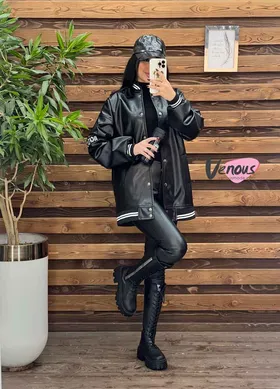 کاپشن چرم پایین کشبافت