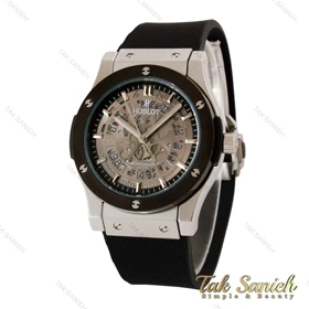 ساعت هابلوت مردانه نقره ای مشکی صفحه اسکلتون Hublot-5215-G