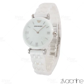 ساعت امپریو آرمانی زنانه سرامیکی سفید نقره ای 105149
