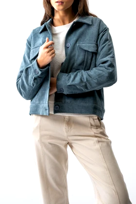 کت جیب‌دار مخمل کبریتی زنانه