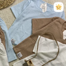 تیشرت شلوارک پسرانه بیسکویتی 3 رنگ 2 تا 10 سال