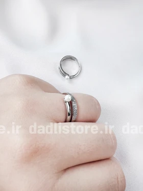 انگشتر نقره ای مروارید نگین‌دار CM
