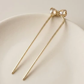 کانزاشی مو زنانه فلزی مدل بلورا طرح پاپیون کریستالی ظریف مینیمال