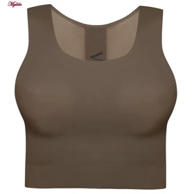 کراپ تاپ زنانه مدل لیزری پشت توری رنگ قهوه ای کد 5254-5502