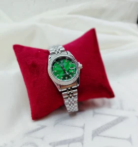 ساعت مچی رولکس Rolex زنانه صفحه سبز بدنه تمام نقره ای
