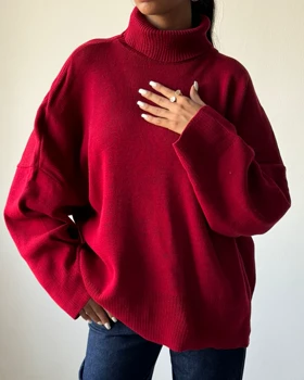 بافت یقه اسکی لانگ کد 1500139 (زرشکی)