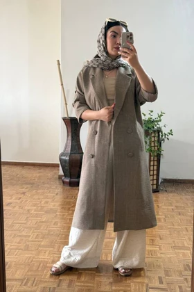 کت بلند یقه انگلیسی لینن