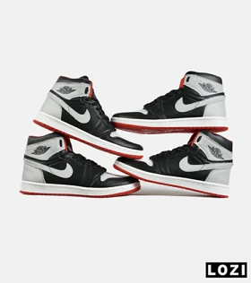 کفش کتانی مردانه و زنانه ساق‌دار مشکی طوسی قرمز NIKE jordan 1