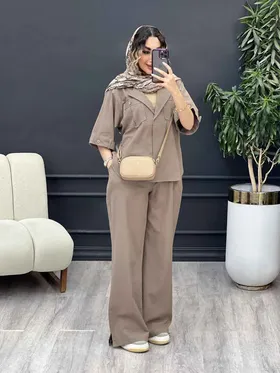 ست مانتو وشلوار جلو بسته دلوان