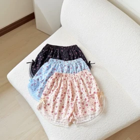 شورتک گل‌گلی توری زنانه - کد 830