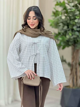 مانتو چهارخونه جلو بند