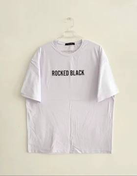 تیشرت سایز بزرگ سفید rocked black
