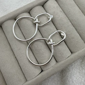 گوشواره نقره ای مدل گره و دایره