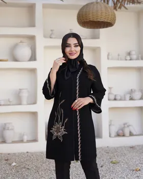 مانتو مدل گلدوزی گل شعله ای مدل ادیسا کد 2673