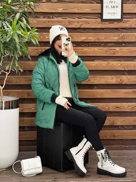 کاپشن لوزی دوزی دوجیب