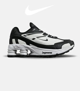 کفش کتانی مردانه سفید مشکی نایک NIKE x SUPREME shox ride 2 مدل 7098