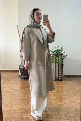 کت بلند یقه انگلیسی لینن