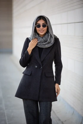 پالتو موهر دو دکمه سلما (مشکی)