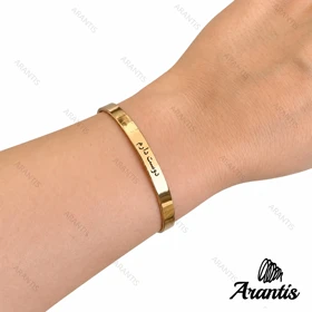 دستبند بنگل زنانه *دوست دارم* طلایی مدل w-10867