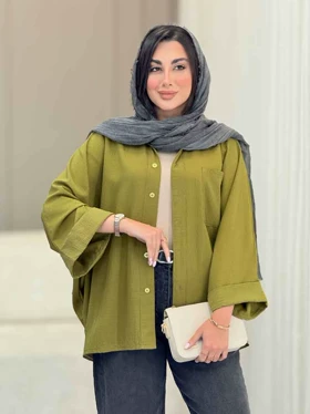 مانتو پانچ آستین پاکتی تک جیب