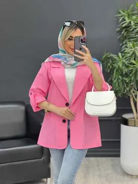 مانتو لینن دو دکمه جیب نما
