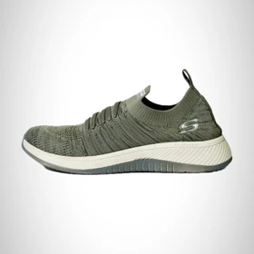 کتانی مردانه اسکیچرز بافتی بندی طوسی تیره