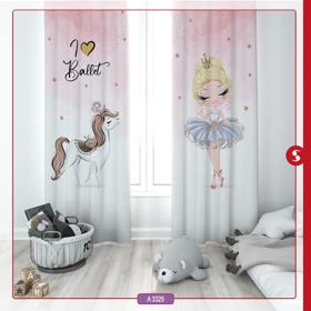 پرده پانچی اتاق کودک برند مینوریا طرح دخترانه کد p-513