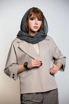 کت زنانه یقه ای استین دو دکمه