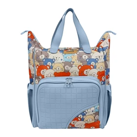 کوله پشتی لوازم کودک چرمی Bebetto طرح خرسی مدل B440 (آبی روشن)
