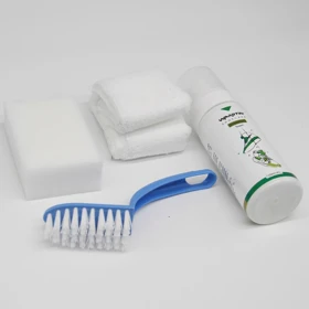 کامل ترین پک اسپری تمیزکننده کفش اسپری، فرچه، دستمال، ابر