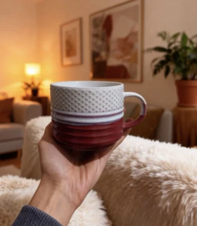 ماگ سرامیکی دو رنگ طرح دار