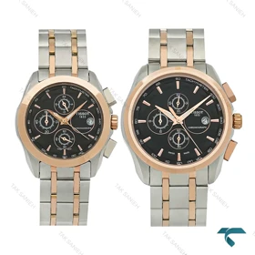 ساعت ست تیسوت دورنگ رزگلد سه موتوره کورنوگراف Tissot-8267-S